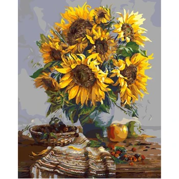 

Diy 5d Diamond Painting Cross Stitch Full Round Square Rhinestones Mosaic Diamond Embroidery Sunflower Needlework Home Decor