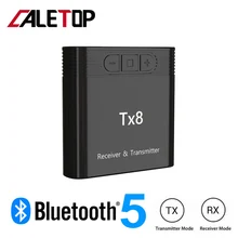 CALETOP Bluetooth 5,0 приемник передатчик 2 в 1 адаптер 3,5 мм AUX Беспроводные адаптеры для автомобиля для телевизора с кнопкой регулировки громкости