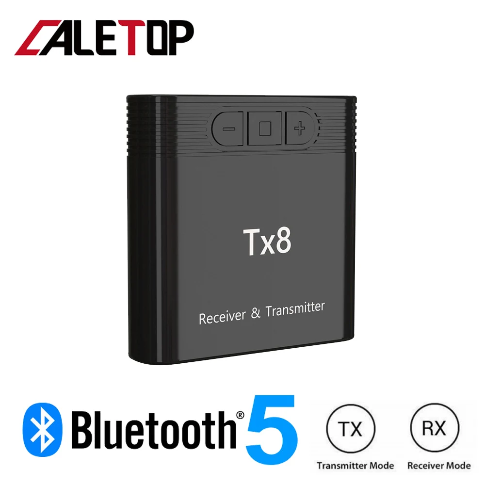 

CALETOP Bluetooth 5.0 Receiver Transmitter 2 in 1 Adapter 3.5mm AUX Wireless Adapters for Car for TV with Volume Control Button
