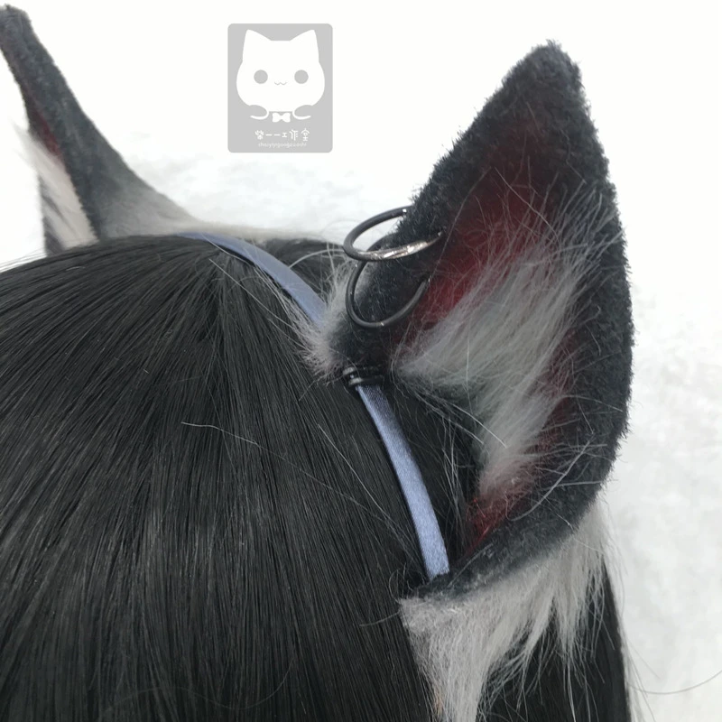 Black white as photo MMGG Arknights Texas II косплей костюм аксессуары собака Волк уши головной убор обруч для волос для девочек женщин - Цвет: Black white as photo