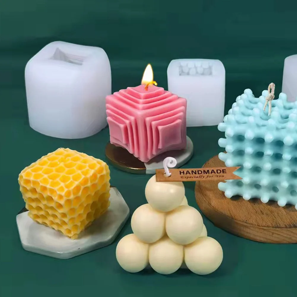 3D Silicone Candle Moulds DIY Soy Cube Soap Aromatherapy Candles Molds  Making