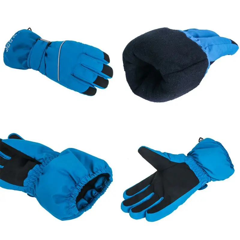 Для мальчиков и девочек зимние теплые лыжные перчатки спортивные Водонепроницаемый ветрозащитная зимняя рукавица Регулируемый лыжный ремень Лыжный Спорт Перчатки