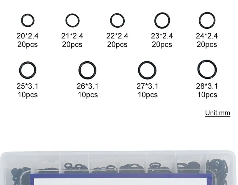 1200 штук 740 штук(24 размера) толщина 1,5 мм 2,4 мм 3,1 мм Нитриловая Резина NBR уплотнительное кольцо Ассортимент комплектов