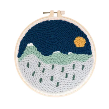 

DIY Knitting Wool Rug Hooking Kit Handcraft Woolen Embroidery Creative Gift with 20cm Frame Punch Needle Triangle Bracket