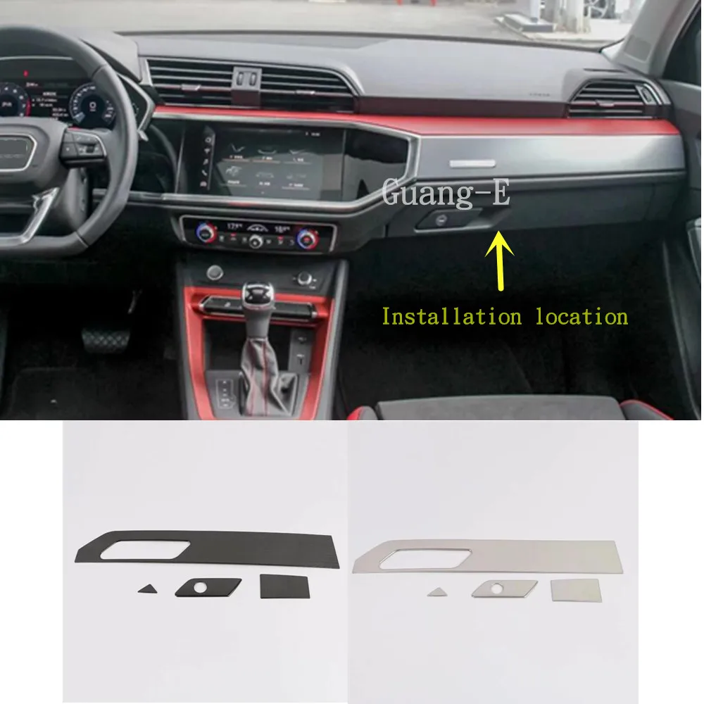 

Car Sticker Stainless Steel Inner Inside Co-Pilot Glove Handle Bowl Box Front Trim 4pcs For AUDI Q3 （F3）2018 2019 2020