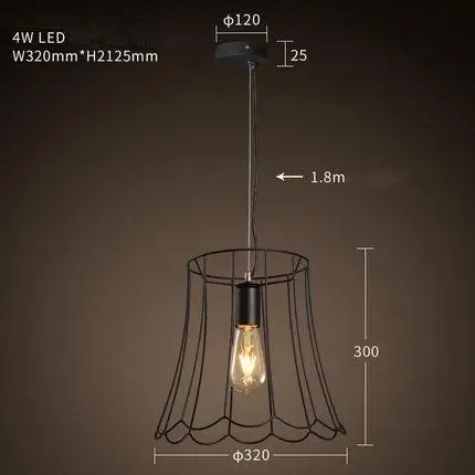 Ретро античный винтажный Американский кованый железный Edison светодиодный подвесной светильник для столовой домашний декор для гостиной подвесной светильник - Цвет корпуса: D320mm