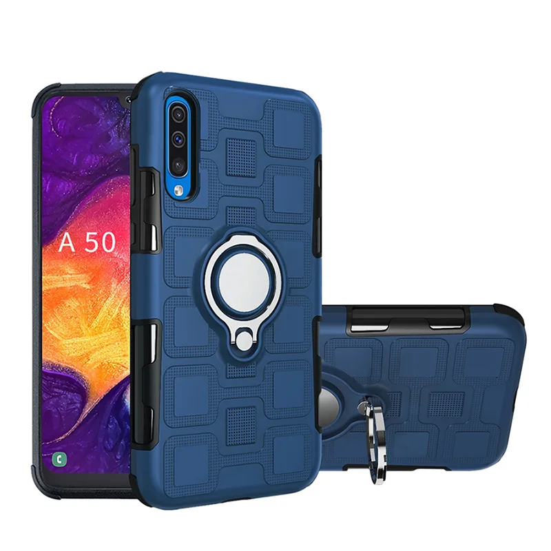 Противоударный держатель чехол с крышкой для samsung galaxy A10 20 30 40 50 60 70 M10 20 30 магнитное кольцо чехол для samsung A70 40 чехол - Цвет: Прозрачный