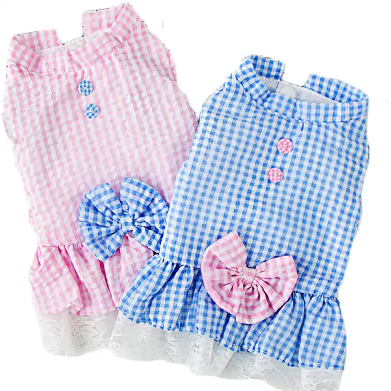 Pet Dog Clothes Plaid Dress For Cat Puppy Dog Dresses Summer For Girls Puppy Clothing Bow Outfit Skirt Ropa De Perros Mascotas L Dog Dresses Aliexpress