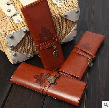 Crepúsculo-estuche creativo retro de cuero pu, estuche multicolor de gran capacidad, papelería, almacenamiento, regalo