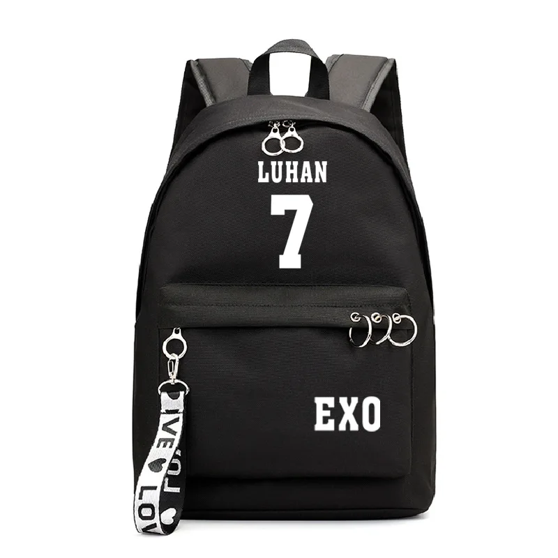 EXO Korean Team Backpack School Book Bags Man group Mochila Travel Bag Laptop Ribbon Ring Circle Boy Girls Backpack Pink Black - Цвет: Style 19