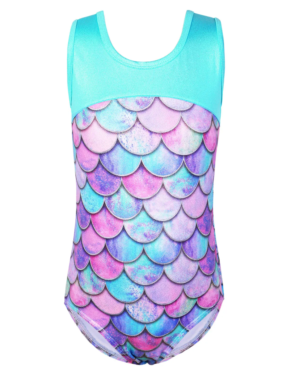 BAOHULU Sleeveless Ballet Leotard for Girls One Piece Scale Print Gymnastics Leotard Kids Practice Outfit Dance Wear