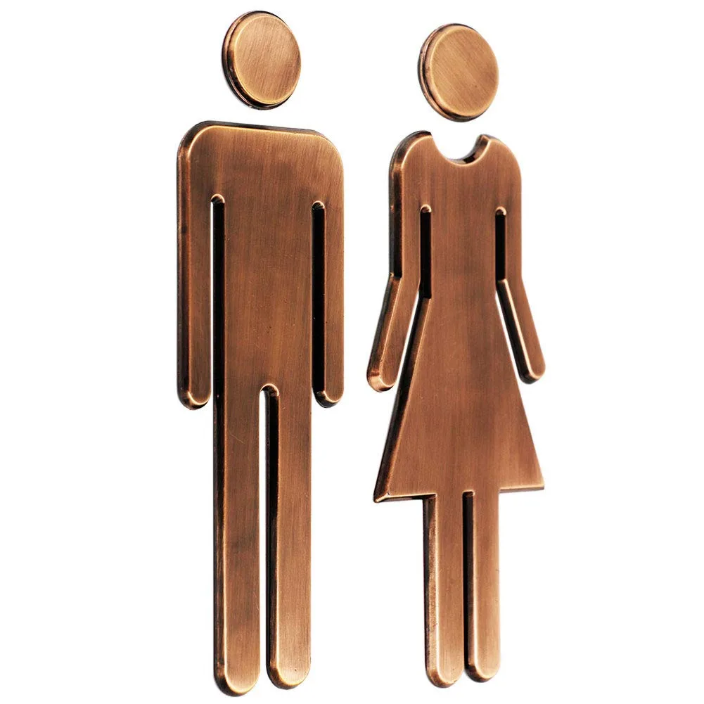 

2Pcs/Set ABS Bathroom Sign Adhesive Backed Men's Women's Toilet Symbol _WK