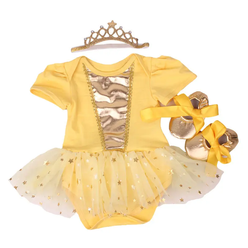 Комплект одежды для маленьких девочек на 1 день рождения из 3 предметов, костюмы звезды детские комбинезоны комплекты с юбкой-пачкой и повязкой на голову - Цвет: as photo