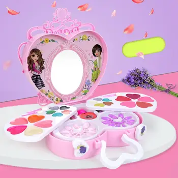 

Kids Girls Lip Gloss Eyeshadow Blush Makeup Brush Box Cosmetics Play Toy Set