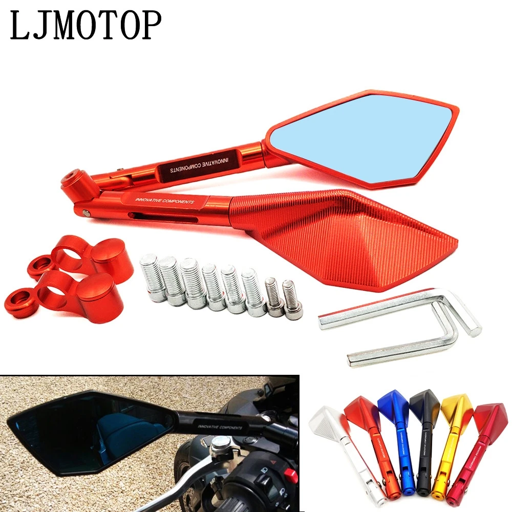 Motorcycle Mirror CNC Aluminum Motorbike Blue Handlebar Rearview For Kawasaki Z1000SX Z750 Z1000 Z650 Z900 Z800 Z250 Z300 | Автомобили и