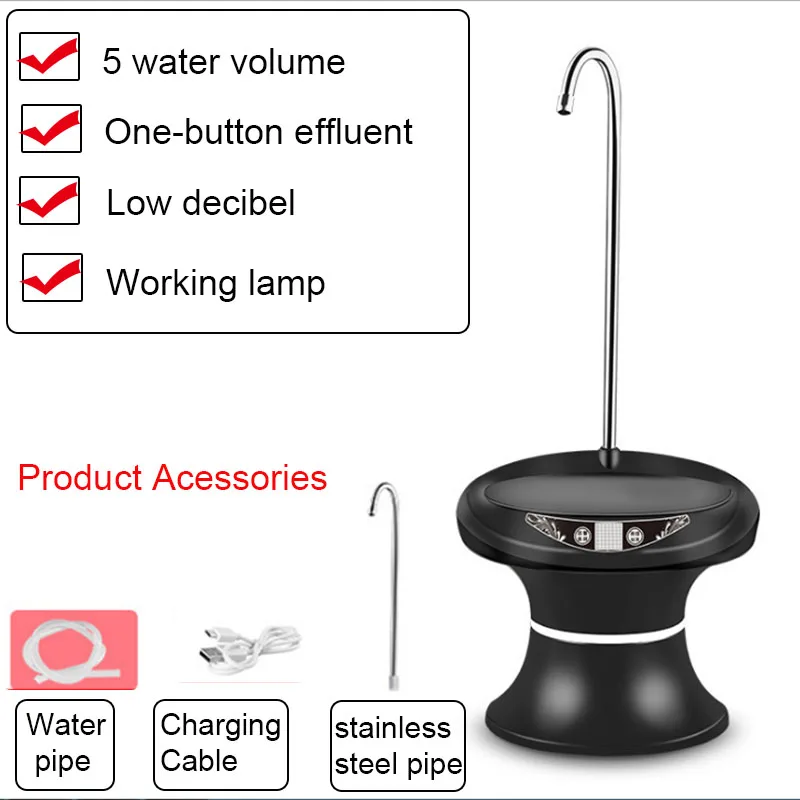 

Universal Electric Bottled Water Pump USB Rechargeable Pure Bucket Pressure Wireless Water Dispenser Pumping Device Water Filler