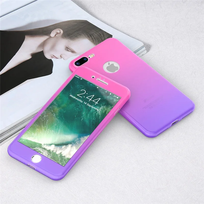 Чехол для iPhone 7, 6 S, 6, 360 градусов, с полным покрытием, градиентный, карамельный цвет, чехол для девочек, чехол для iPhone 7, 6s, 6 Plus, чехол - Цвет: D