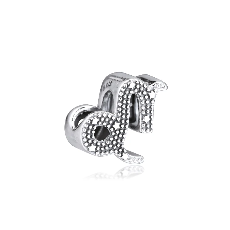 DIY подходит для браслетов Pandora, сверкающих шариков Козерога зодиака 925 пробы-серебро-ювелирные изделия