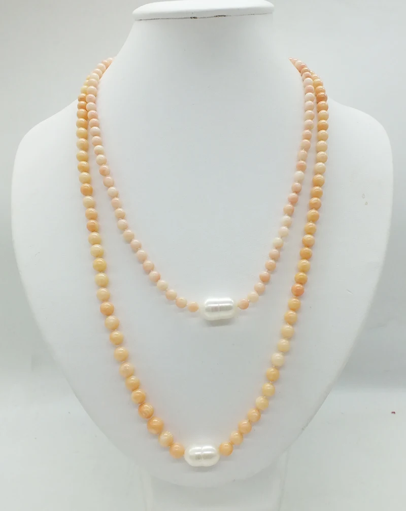 2PCS Natural Coral Pearl Necklace