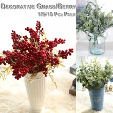 Искусственные цветы травы рождественские ягоды осенний Декор искусственные растения осеннее украшение гербарий трава DIY свадебный букет D30