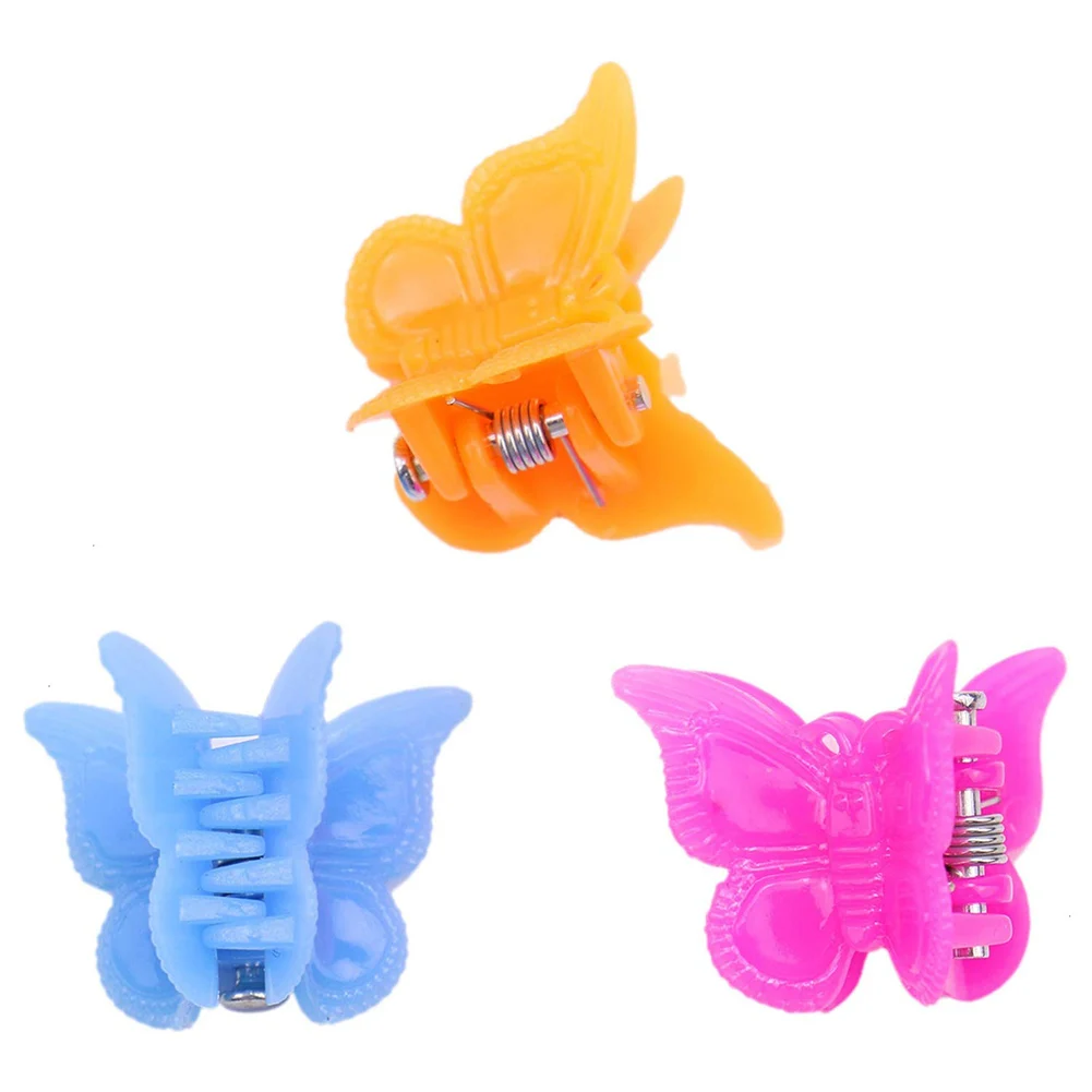 100Pcs Kids Candy Color Butterfly Hairpins Bangs Clips Barrette Hair Accessory