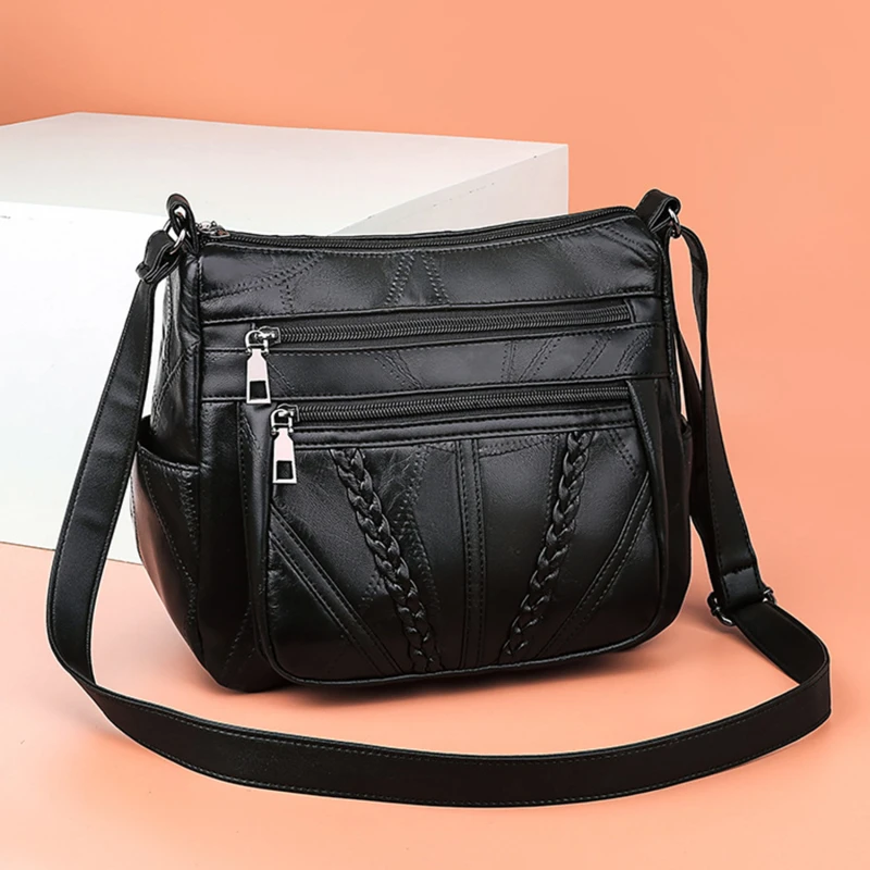 Women's Soft Leather Shoulder Bag Multi-layer Crossbody Bag High Quality Small Messenger Bags Design Handbag For Female Bolso