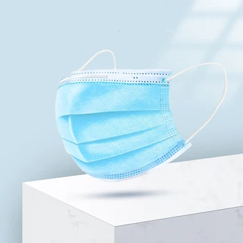 

Currently Available Nonwoven Fabric Face Mask Men And Women Blue Disposable Three Layer Protection 40 PCs Anti-Dust Breathable