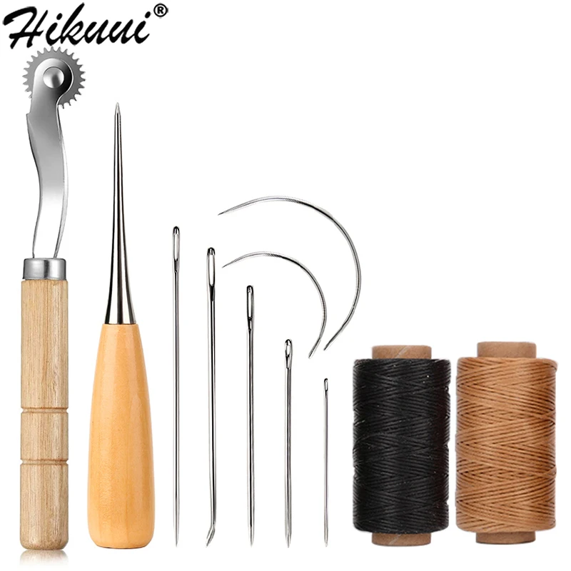 Leather Craft Tools Hand Sewing Needles Awl Waxed Thread for Leather DIY Repair 
