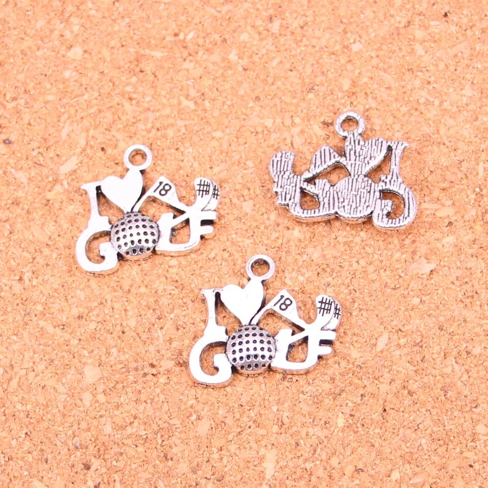 14 шт I Love подвески &quotГольф&quot металлический сплав DIY Изготовление ожерелий с
