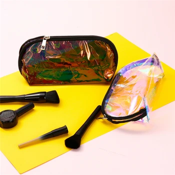 

Fashion Women Makeup Case Laser Cosmetic Bags Transparent Cosmetic Pouch Ladies Jelly Bag Portable Make Up Pouch Organizer