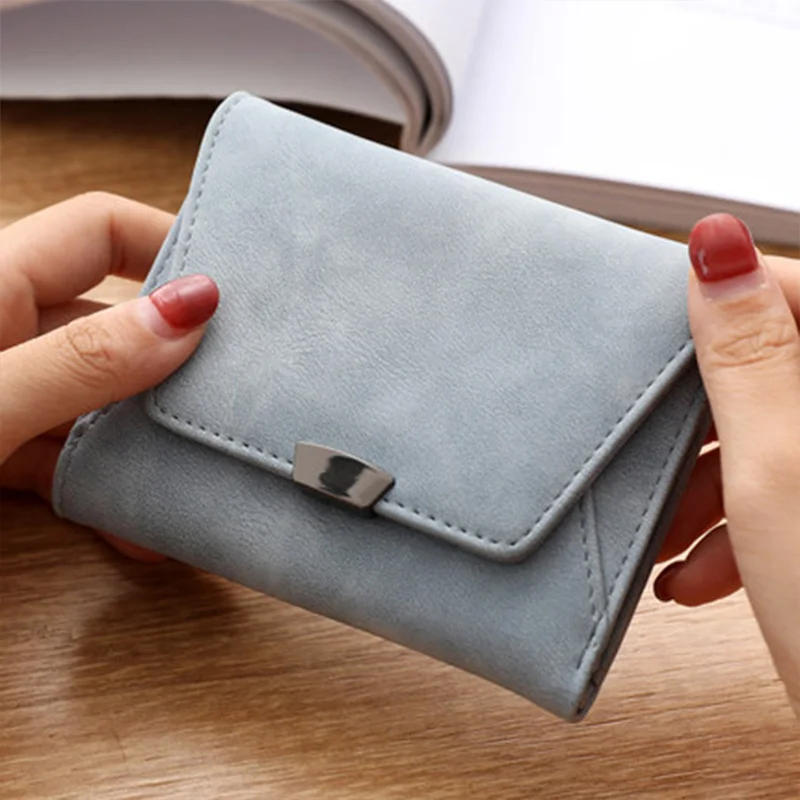

Women Short Wallets Fashion PU Matte Leather Mini Money Card Holder Bags Coin Purses For Female Small Card Bag Drop Shipping