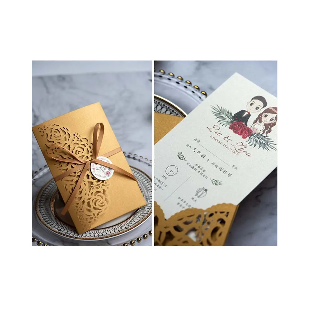 10 шт. роскошные свадебные приглашения открытки свадебные карточки сохранить дату элегантное украшение Новогодние поздравительные открытки вечерние принадлежности