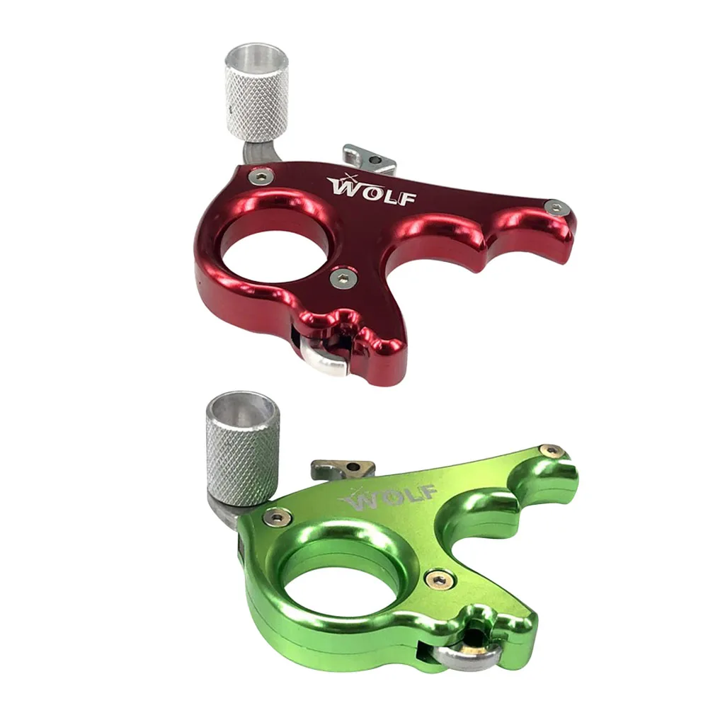 

2 Pieces 3 Finger Bow Release Archery Compound Bow Thumb Release Aid Green & Red Color