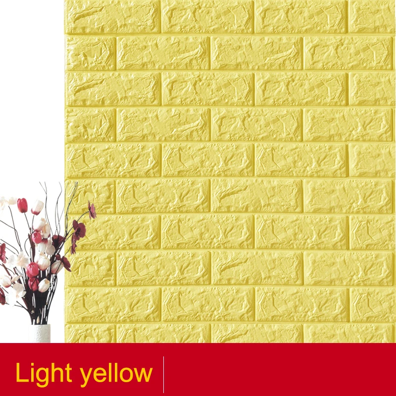 Light yellow Самоклеющиеся водостойкие ТВ фон кирпичные обои 3D настенные наклейки для гостиной обои для спальни декоративные 70*77 - Цвет: Light yellow