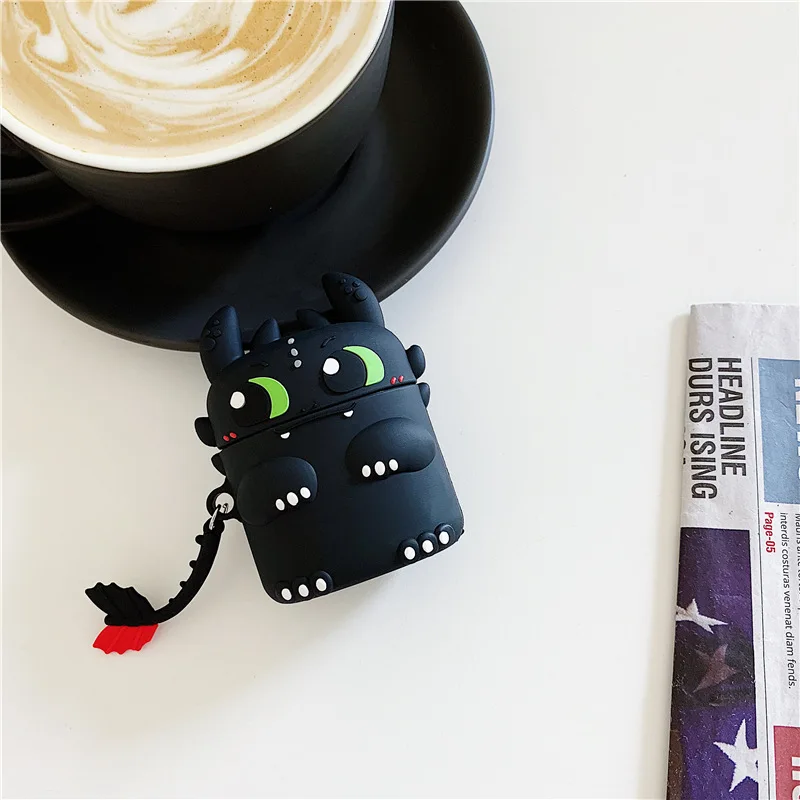 3D стереоскопический милый чехол Dragon Night Fury для AirPods, силиконовый Bluetooth чехол для наушников Airpods 2, мультяшный защитный чехол
