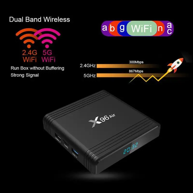 ТВ приставка Smart tv приставка X96 Air Android 9,0 2G+ 16G 4G+ 3 2G 4G+ 64G S905X3 четырехъядерный BT 2,4G/5G WiFi 8K ТВ приставка US EU UK AU Plug