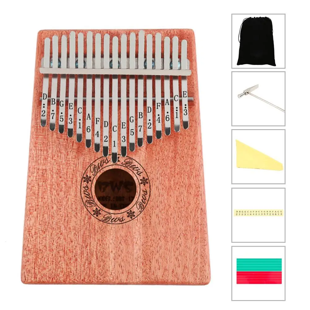 17 клавиш Kalimba большой пианино высококачественный корпус из красного дерева