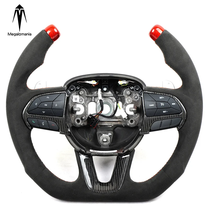Personal customize universal modified carbon fiber suede alcantara car steering wheel for Dodge