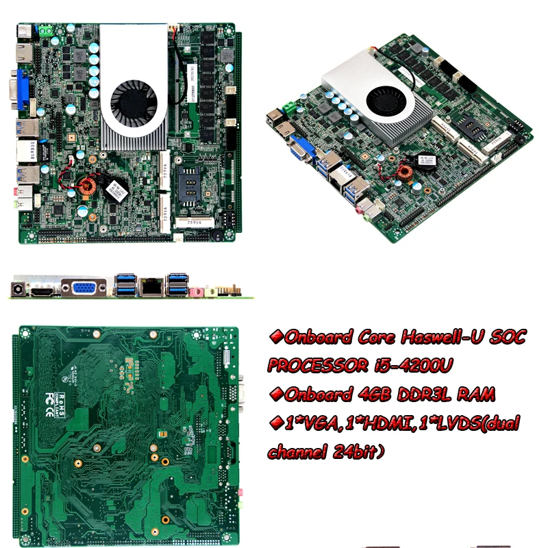 Haswell-U i5-4200U Материнские платы mini itx Бортовая 4 Гб DDR3 6 * COM промышленная лампа с USB |