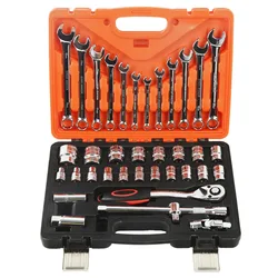 Kit d'outils de réparation automobile, jeu de douilles, outil de réparation automobile, cliquet, clé dynamométrique, Kit d'outils Combo, Kit de travail des métaux 37 pièces 