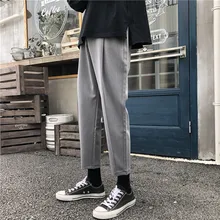 Платье Брюки мужские тонкие модные однотонные деловые повседневные брюки мужские уличные свободные прямые брюки в стиле хип-хоп мужские s