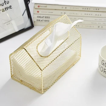 

Metal Creative Tissue Box Container Cover Gold Vintage Tissue Box Dispenser Retro Porta Servilletas Luxury Napkin Case EA60ZJ