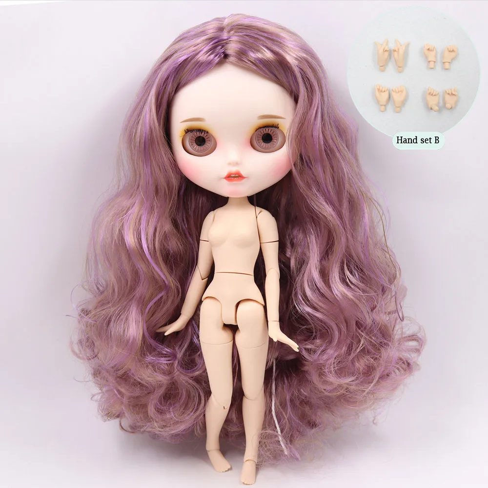 Ледяной обнаженный Blyth кукла No. BL7216/9400 фиолетовый микс золотые волосы резные губы пупырчатая рот матовая индивидуальная лицевая муфта тела 1/6 bjd - Цвет: like the picture