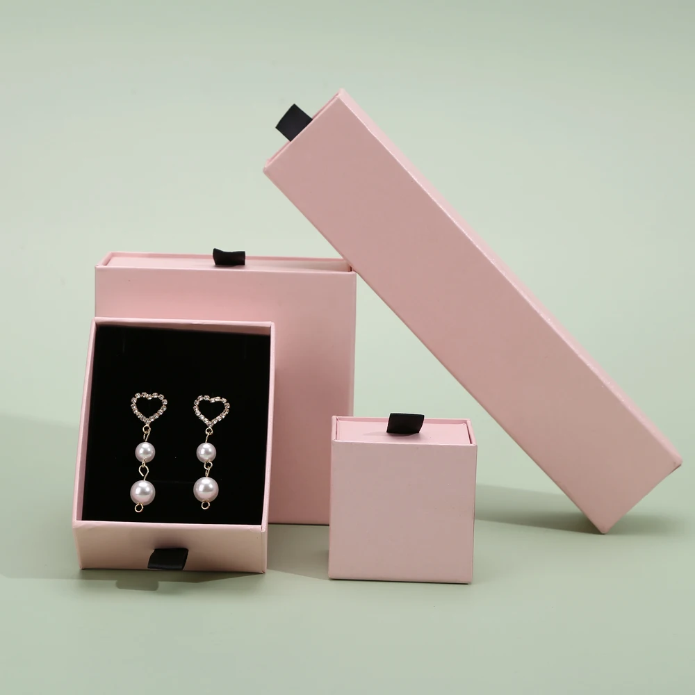 12 Jewelry Organizer Box for Earrings Necklace Bracelet Display Gift Box Holder Packaging Pink Cardboard Boxes Square/Rectangle
