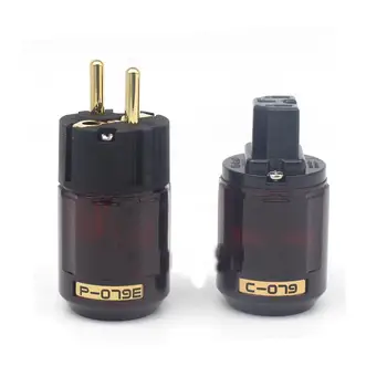 

Oyaide C-079 P-079e Schuko Europe EU Power Plug 24k Gold Plated IEC Audio Connector Female-Male MATIHUR audio hifi