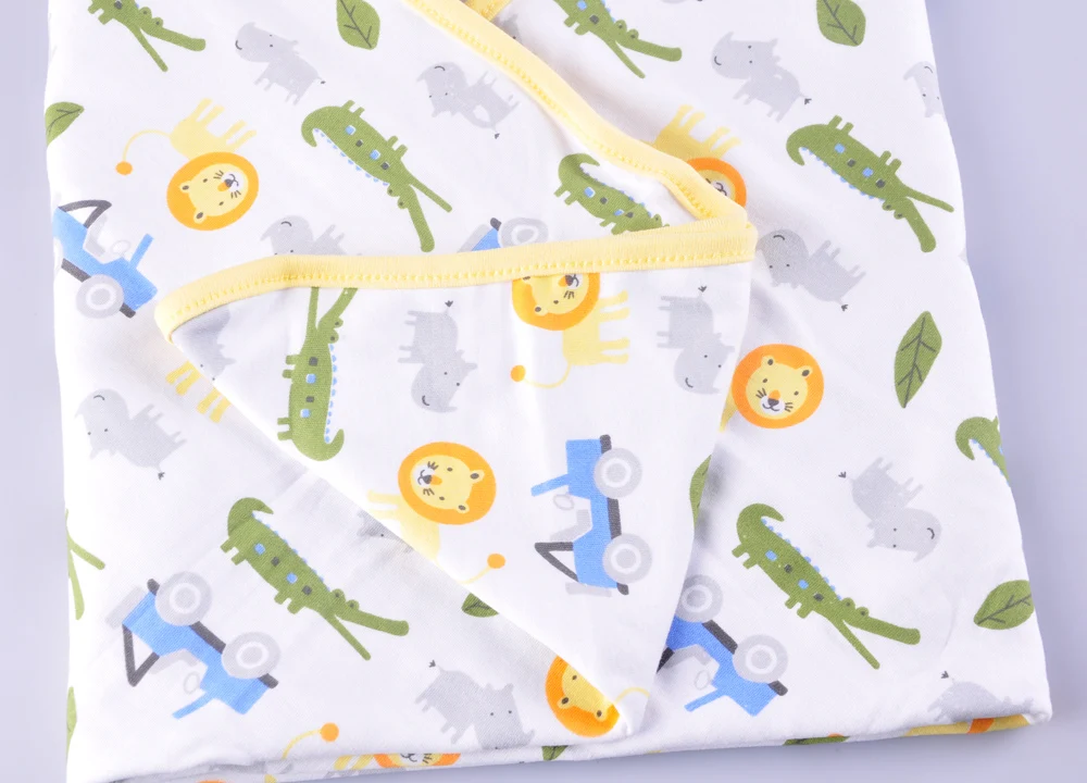 Новый 73 × 78 см спальный мешок для новорожденных пеленать одеяло Пелёнка милый мультфильм животных печати муслиновая пеленка + повязка на