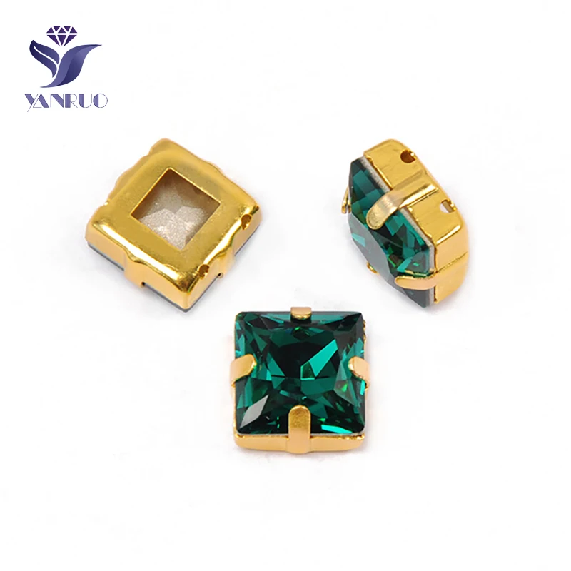 Blue Zircon Yanruo 4447 принцесса квадратные стеклянные драгоценные камни DIY Декоративные Камни Точка назад стразы с отверстиями Стразы для одежды аксессуары - Цвет: Blue Zircon