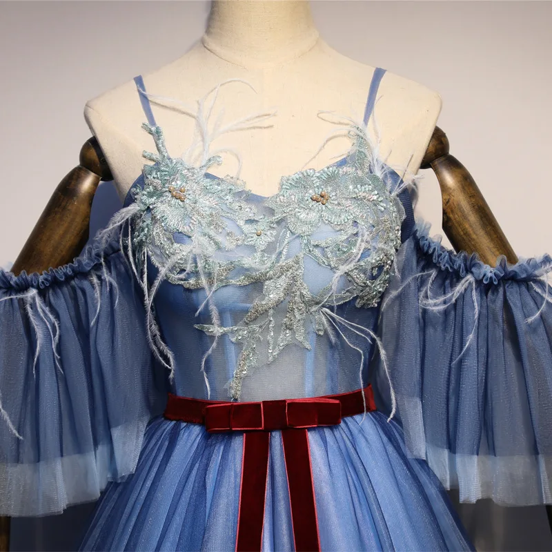 Бальные платья с пышными рукавами, Голубое Бальное Платье, vestido de 15 anos de debutante, милые 16 Платья принцессы, бальные платья Habitu