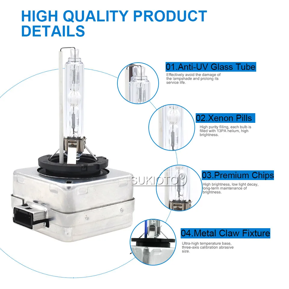 SUKIOTO Original 35W Xenon D1S Car Light HID Bulb 6000K D1R + Xenon Headlight HID Ballast Control Unit A1669002800 130732931201 (5)