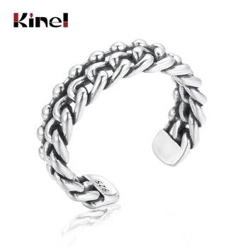 

Kinel S925 Sterling Silver Jewelry retro Personality Adjustable Temperament Open Ring Female Creative Couple Woman ring